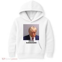 Trump Never Surrender Mug Shot Kids Hoodie thumb 0