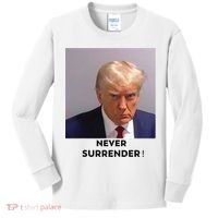 Trump Never Surrender Mug Shot Kids Long Sleeve Shirt thumb 0