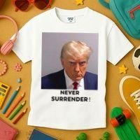 Trump Never Surrender Mug Shot Kids T-Shirt thumb 3