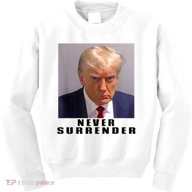 Trump never surrender Donald Trump Mugshot 2024 Kids Sweatshirt
