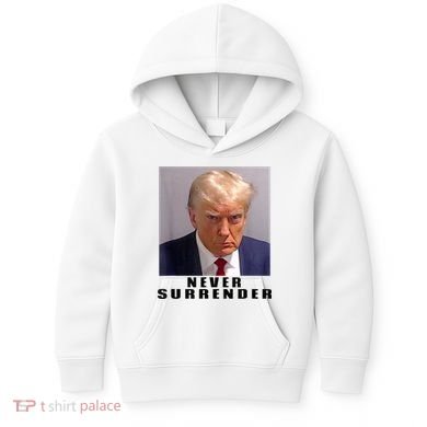 Trump never surrender Donald Trump Mugshot 2024 Kids Hoodie