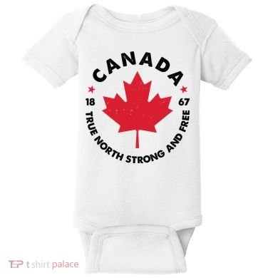 True North Strong And Free Canada Baby Bodysuit