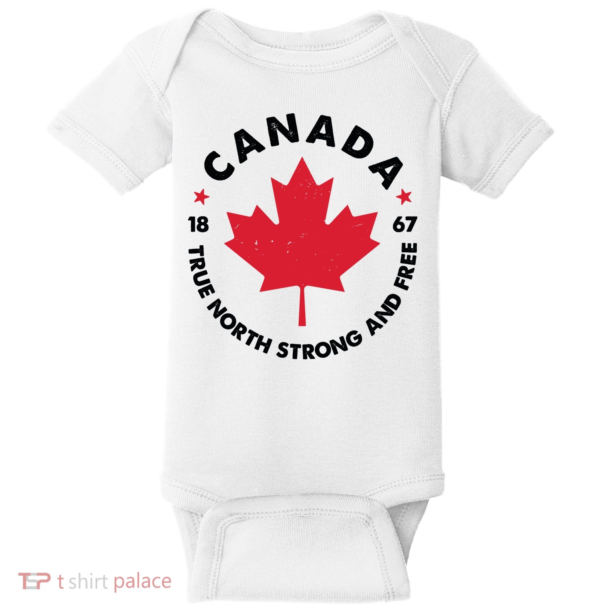 True North Strong And Free Canada Baby Bodysuit
