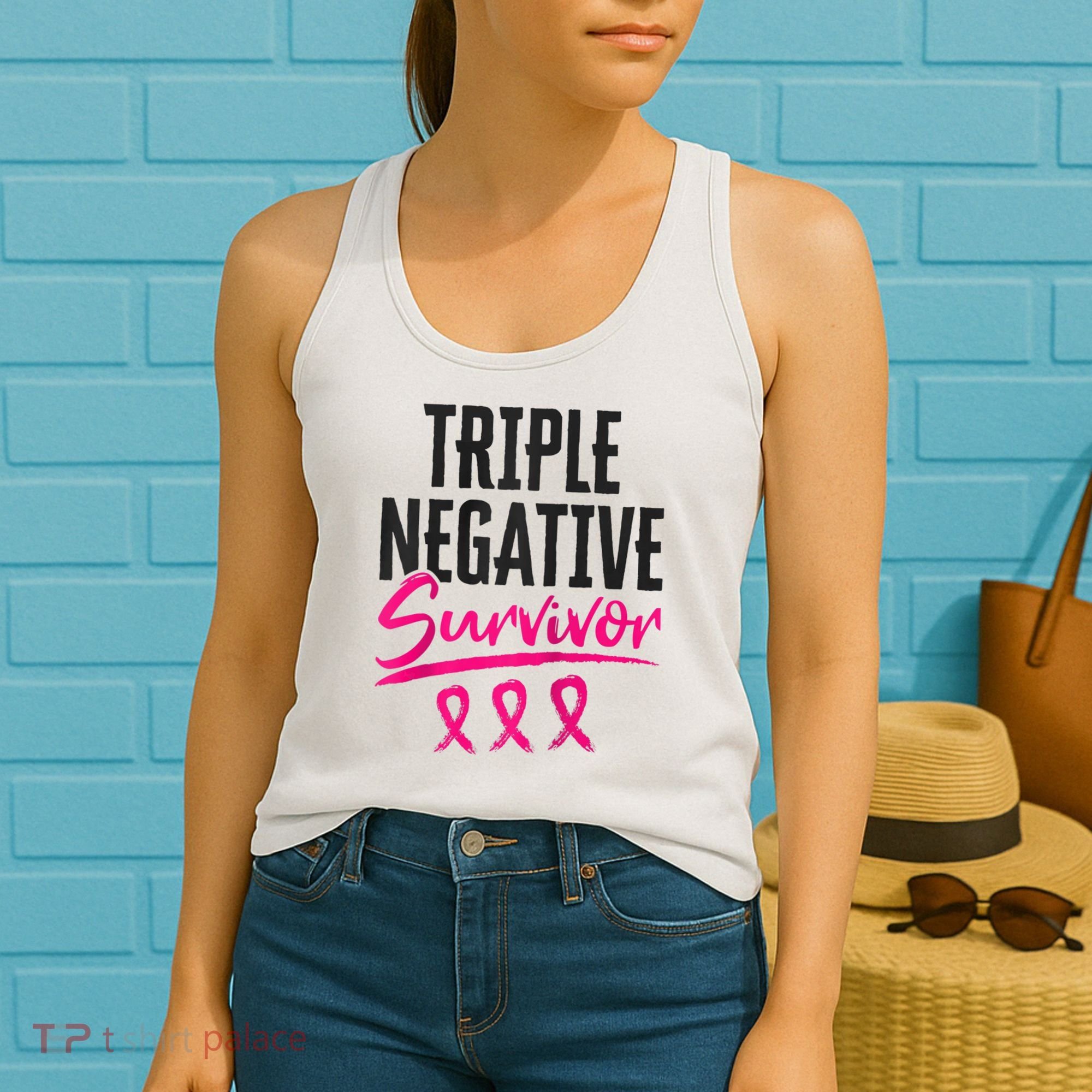 Triple Negative Survivor TNBC Breast Cancer Awareness Women's Tank Top