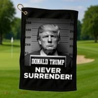 Trump Never Surrender 2024 Mugshot Golf Towel thumb 1