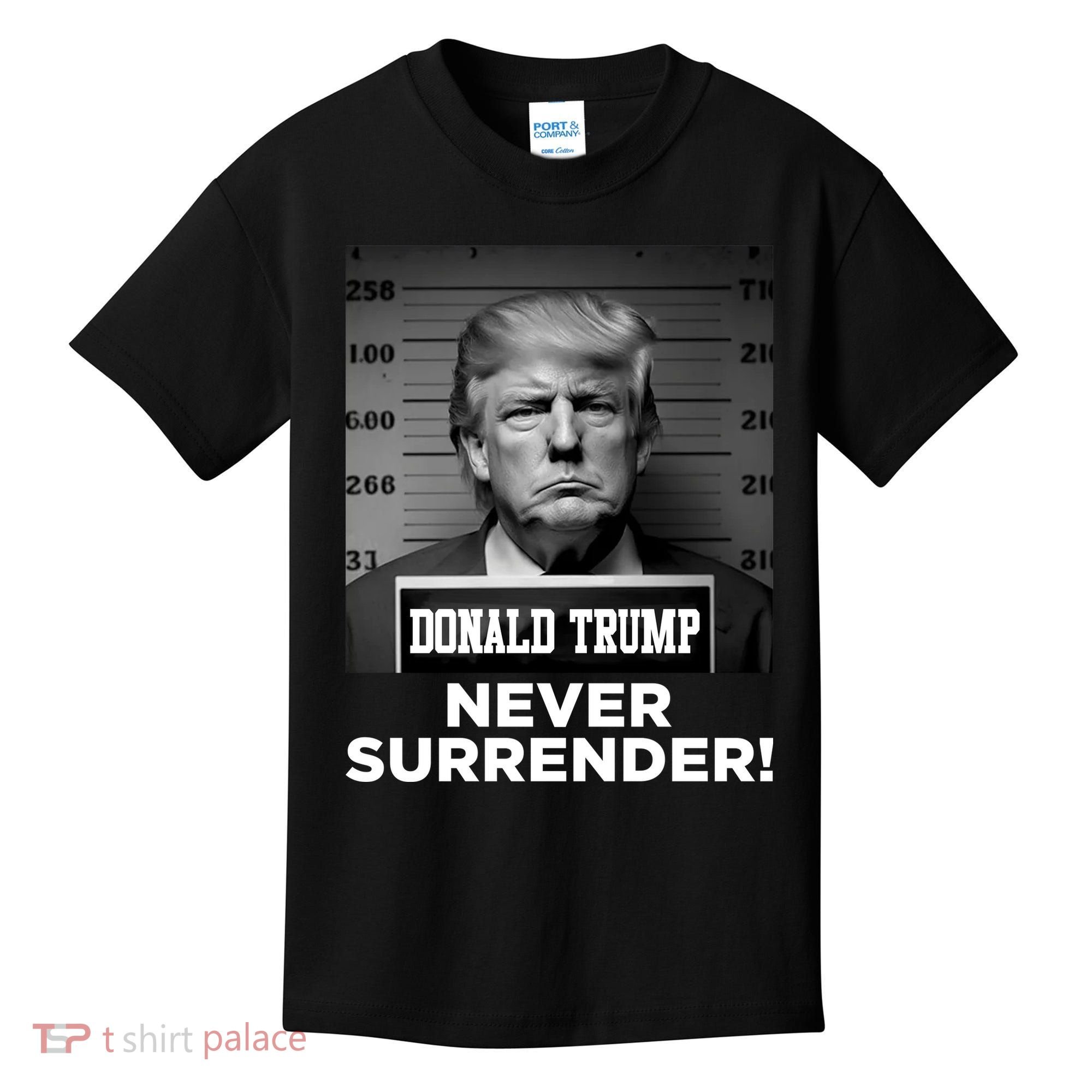 Trump Never Surrender 2024 Mugshot Kids T-Shirt