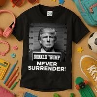 Trump Never Surrender 2024 Mugshot Kids T-Shirt thumb 3