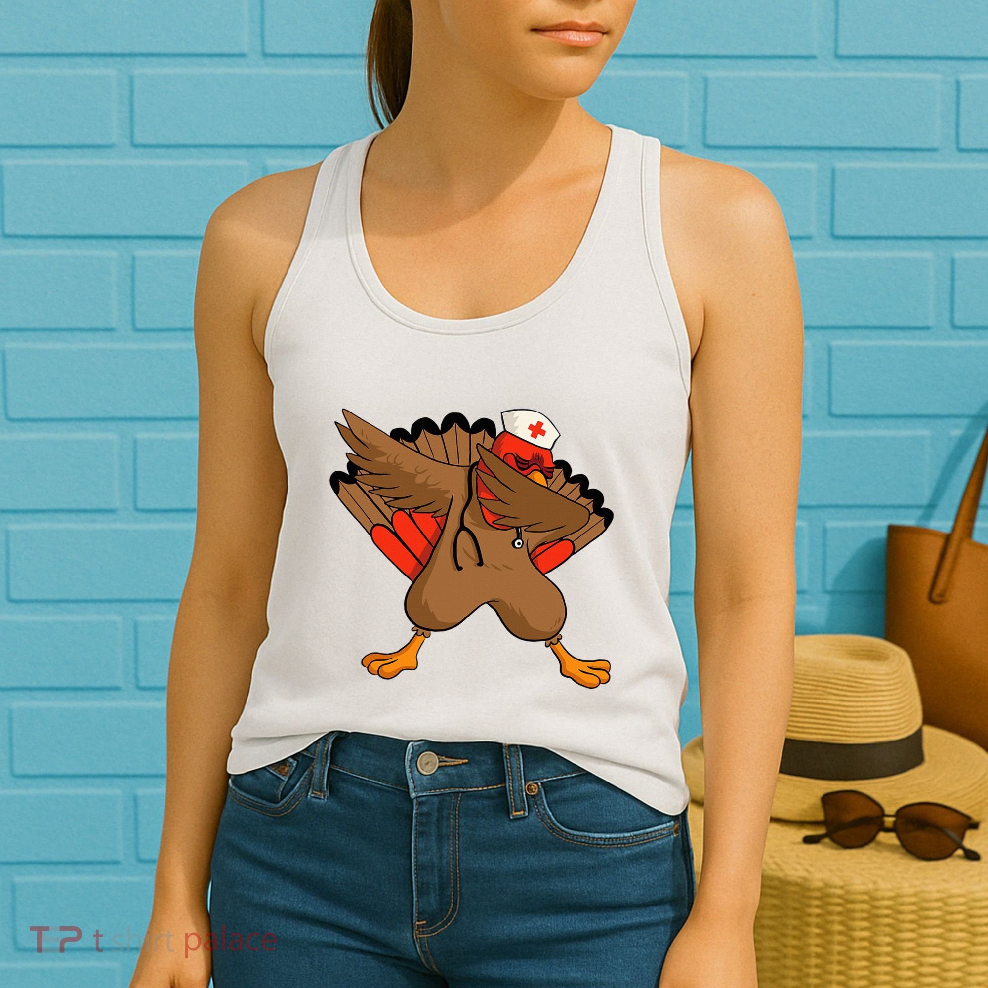 Turkey Nurse Stethoscope Thanksgiving Nurse Turkey Women's Tank Top