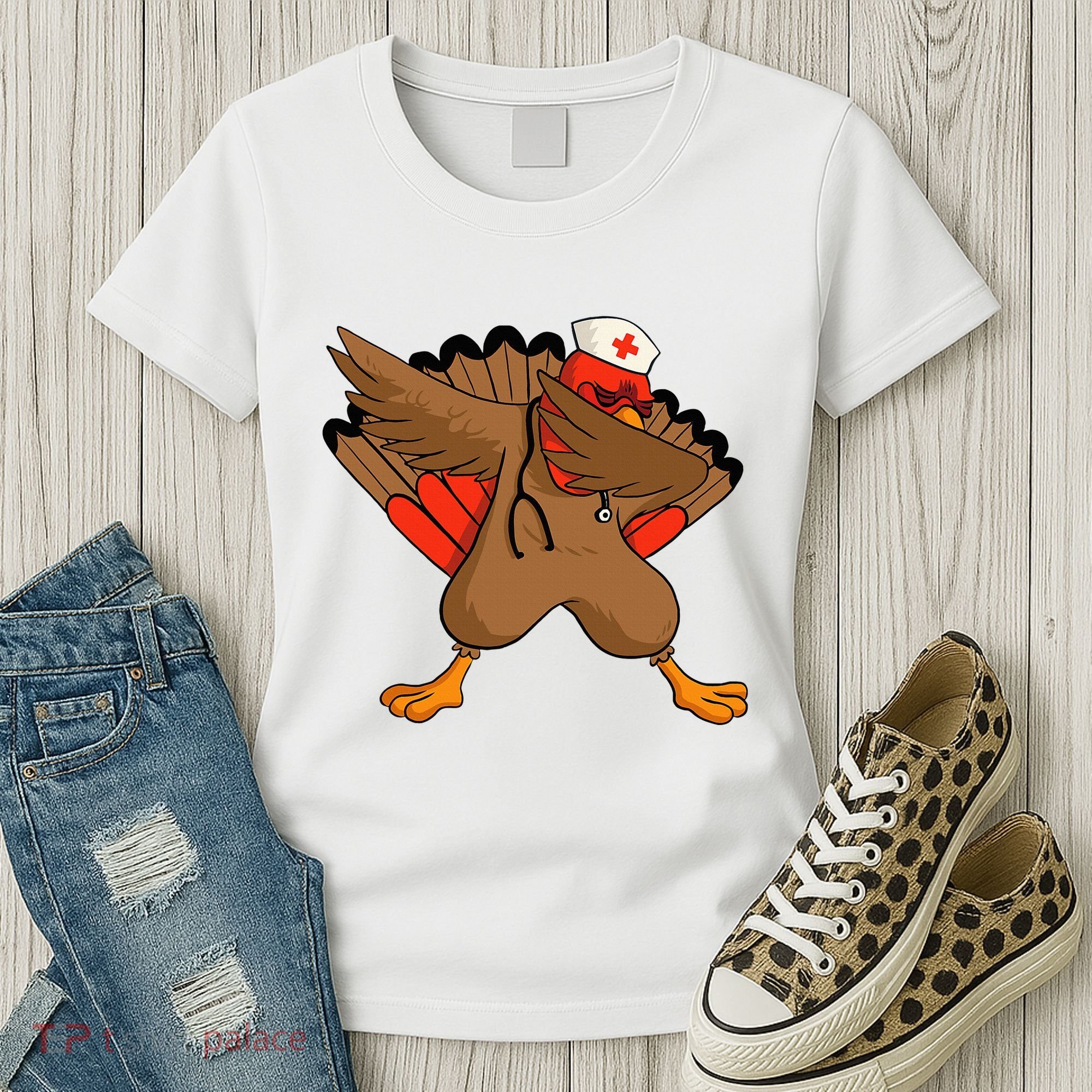 Turkey Nurse Stethoscope Thanksgiving Nurse Turkey Women's T-Shirt