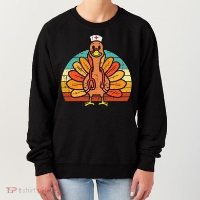 Turkey Nurse Stethoscope Thanksgiving Fall Scrub Top Women's Sweatshirt
