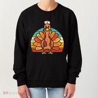 Turkey Nurse Stethoscope Thanksgiving Fall Scrub Top Women's Sweatshirt thumb 0