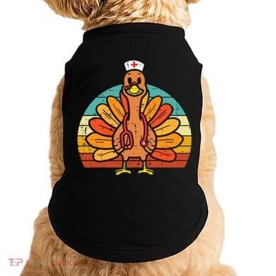 Turkey Nurse Stethoscope Thanksgiving Fall Scrub Top Doggie Tank