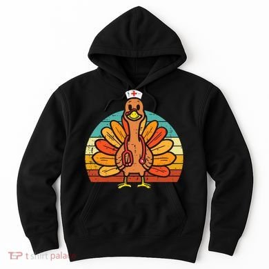 Turkey Nurse Stethoscope Thanksgiving Fall Scrub Top Hoodie