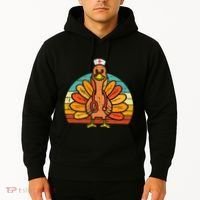 Turkey Nurse Stethoscope Thanksgiving Fall Scrub Top Hoodie thumb 2