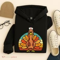 Turkey Nurse Stethoscope Thanksgiving Fall Scrub Top Hoodie thumb 4