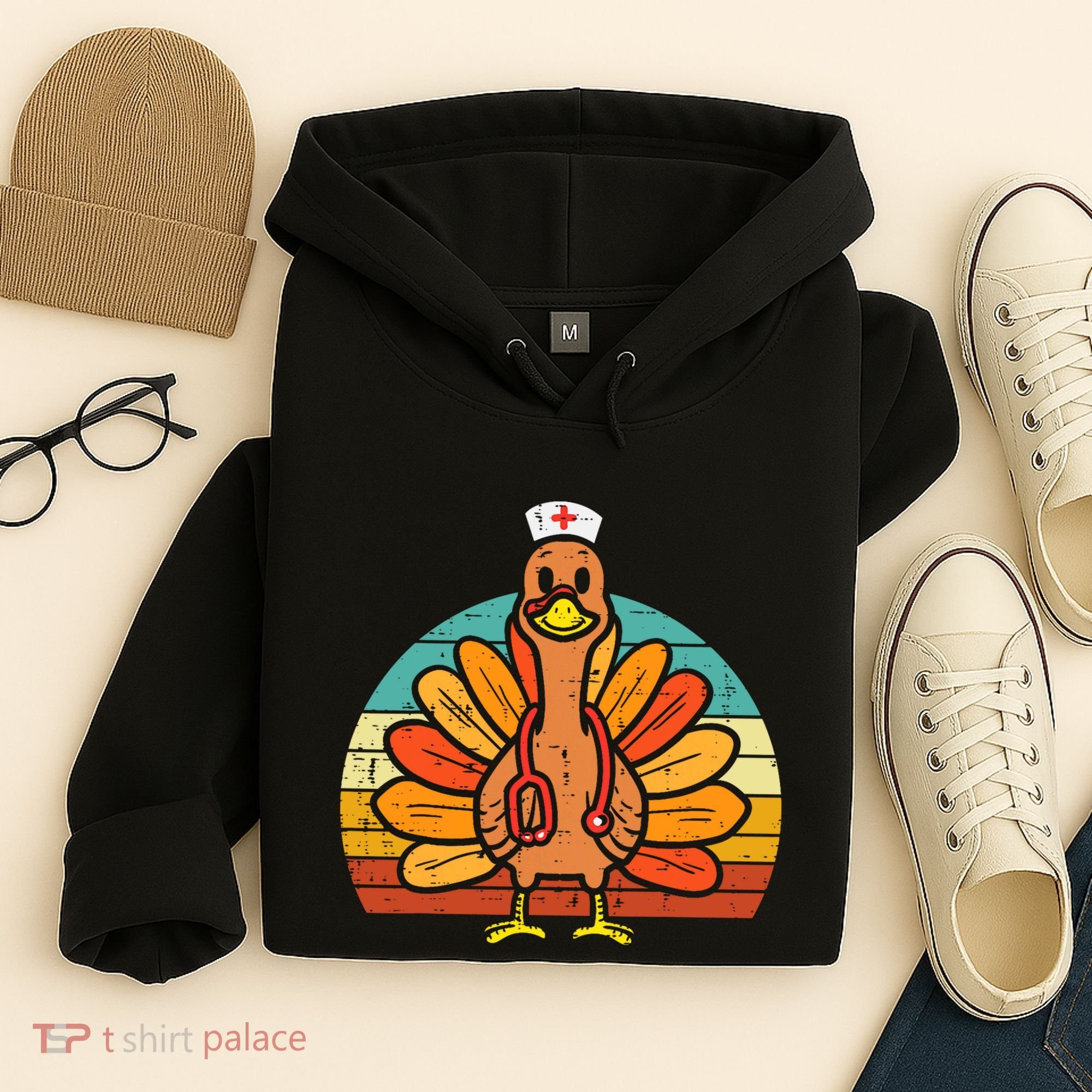 Turkey Nurse Stethoscope Thanksgiving Fall Scrub Top Hoodie