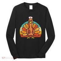 Turkey Nurse Stethoscope Thanksgiving Fall Scrub Top Long Sleeve Shirt thumb 0