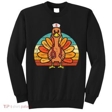 Turkey Nurse Stethoscope Thanksgiving Fall Scrub Top Sweatshirt