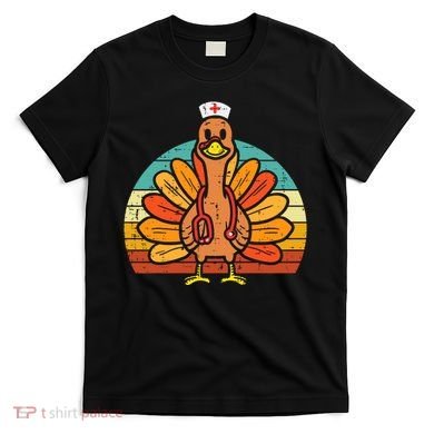 Turkey Nurse Stethoscope Thanksgiving Fall Scrub Top T-Shirt