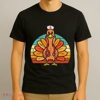 Turkey Nurse Stethoscope Thanksgiving Fall Scrub Top T-Shirt thumb 3