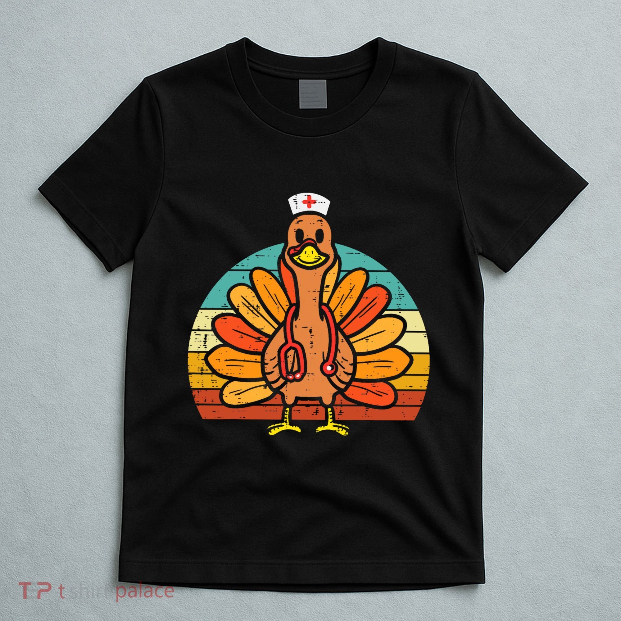 Turkey Nurse Stethoscope Thanksgiving Fall Scrub Top T-Shirt