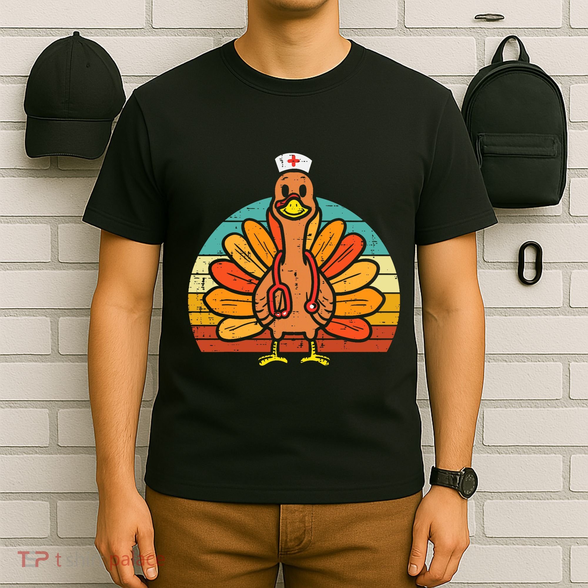 Turkey Nurse Stethoscope Thanksgiving Fall Scrub Top T-Shirt