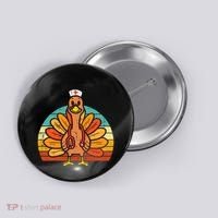 Turkey Nurse Stethoscope Thanksgiving Fall Scrub Top Button thumb 0