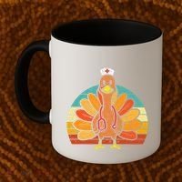Turkey Nurse Stethoscope Thanksgiving Fall Scrub Top Coffee Mug thumb 2