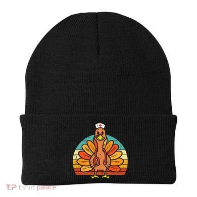 Turkey Nurse Stethoscope Thanksgiving Fall Scrub Top Beanie