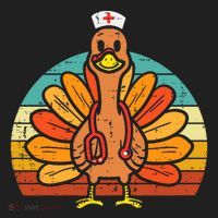 Turkey Nurse Stethoscope Thanksgiving Fall Scrub Top Beanie thumb 2