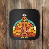 Turkey Nurse Stethoscope Thanksgiving Fall Scrub Top Coaster thumb 0