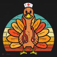 Turkey Nurse Stethoscope Thanksgiving Fall Scrub Top Coaster thumb 2