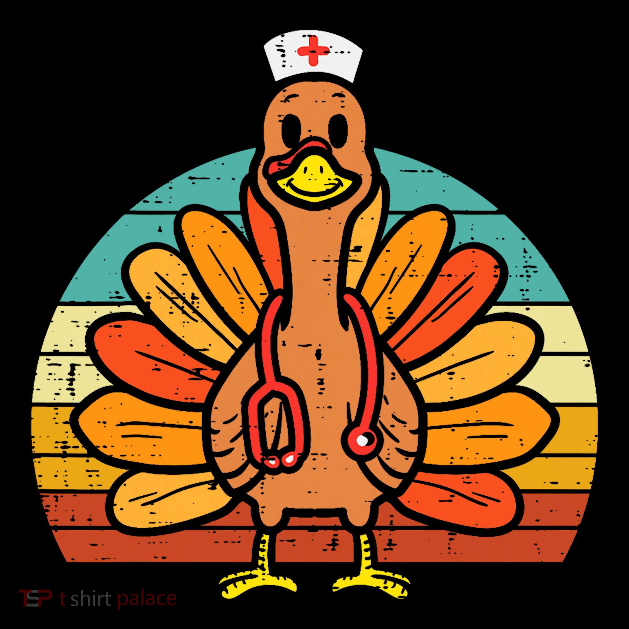 Turkey Nurse Stethoscope Thanksgiving Fall Scrub Top Women's Hoodie