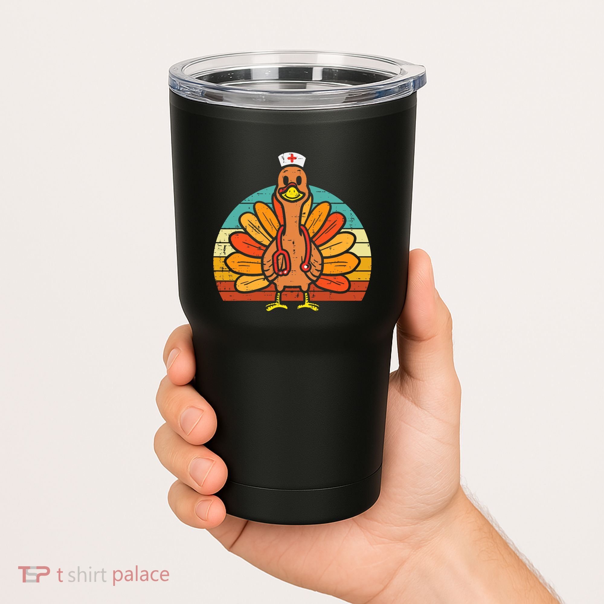 Turkey Nurse Stethoscope Thanksgiving Fall Scrub Top Tumbler