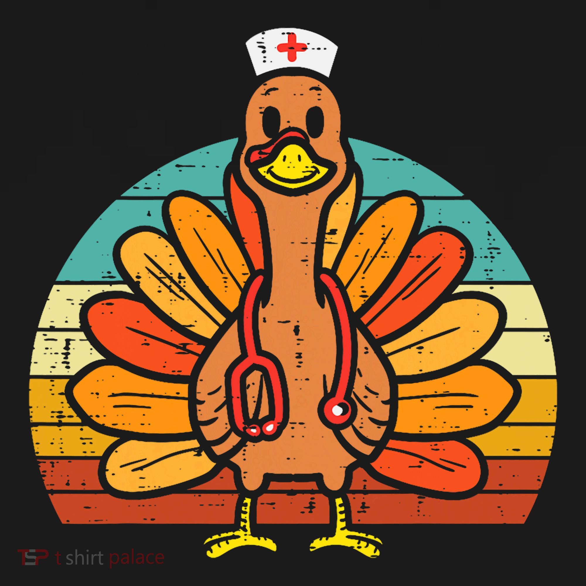 Turkey Nurse Stethoscope Thanksgiving Fall Scrub Top Ornament