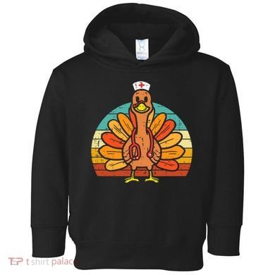 Turkey Nurse Stethoscope Thanksgiving Fall Scrub Top Toddler Hoodie