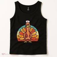Turkey Nurse Stethoscope Thanksgiving Fall Scrub Top Tank Top thumb 2