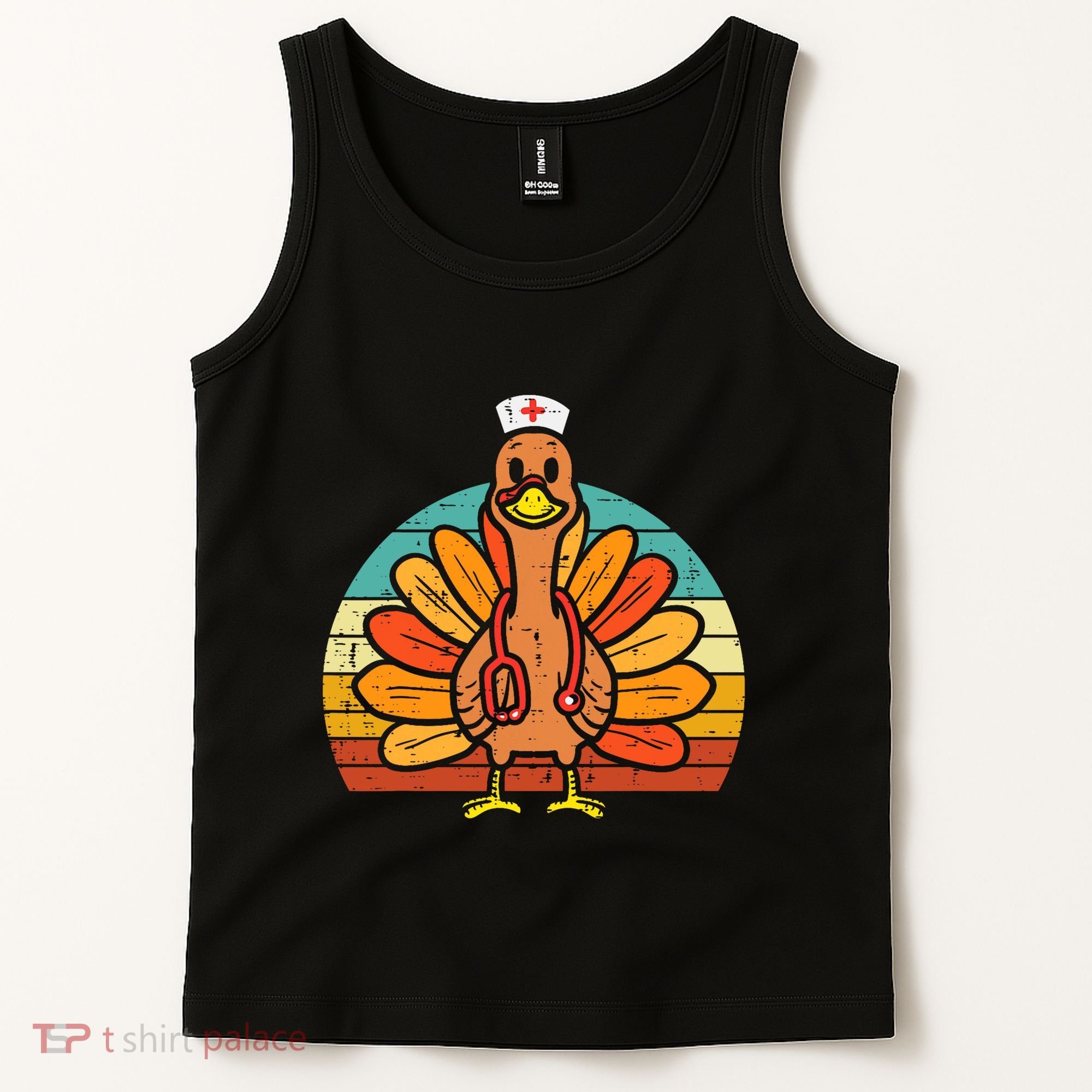 Turkey Nurse Stethoscope Thanksgiving Fall Scrub Top Tank Top