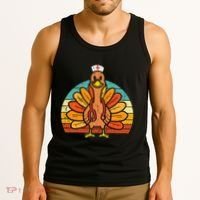 Turkey Nurse Stethoscope Thanksgiving Fall Scrub Top Tank Top thumb 3