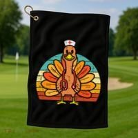 Turkey Nurse Stethoscope Thanksgiving Fall Scrub Top Golf Towel thumb 1