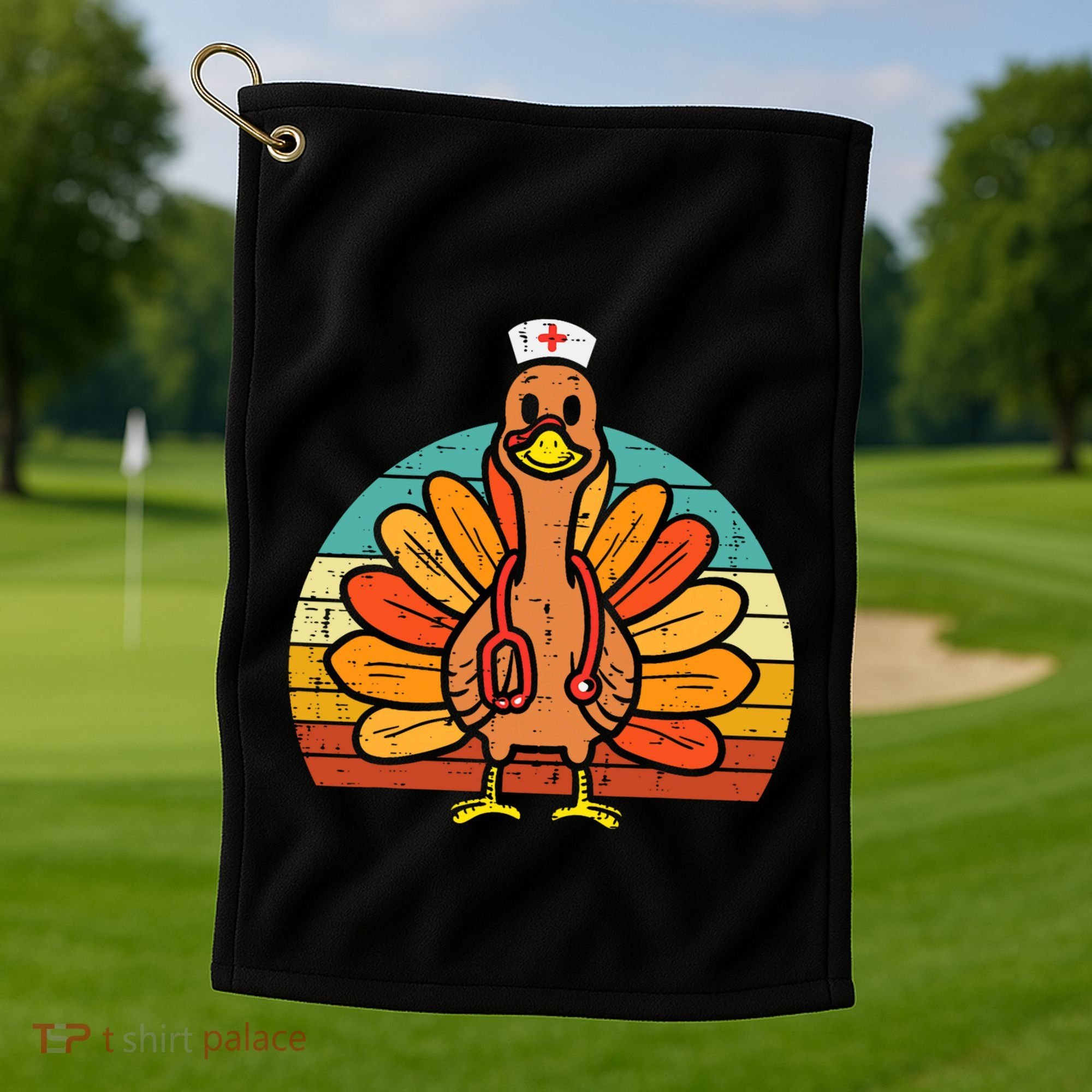 Turkey Nurse Stethoscope Thanksgiving Fall Scrub Top Golf Towel