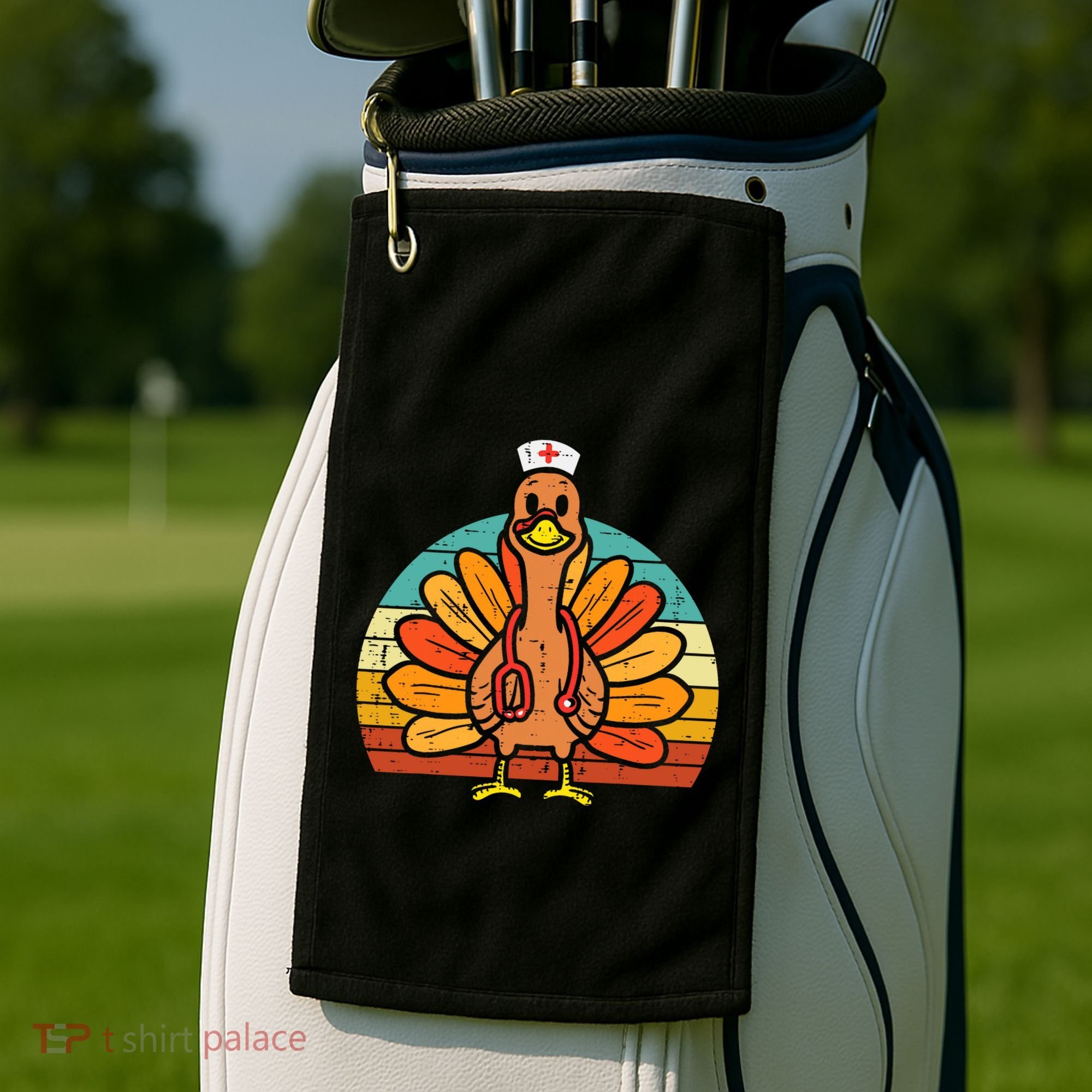 Turkey Nurse Stethoscope Thanksgiving Fall Scrub Top Golf Towel