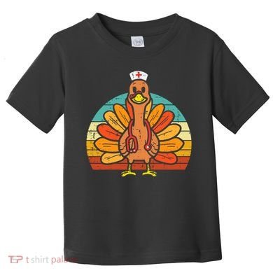 Turkey Nurse Stethoscope Thanksgiving Fall Scrub Top Toddler T-Shirt