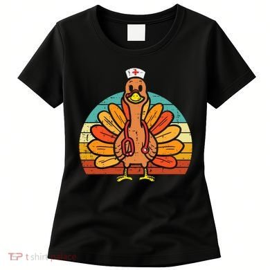 Turkey Nurse Stethoscope Thanksgiving Fall Scrub Top Women's T-Shirt