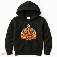 Turkey Nurse Stethoscope Thanksgiving Fall Scrub Top Kids Hoodie thumb 0