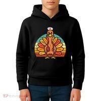 Turkey Nurse Stethoscope Thanksgiving Fall Scrub Top Kids Hoodie thumb 4