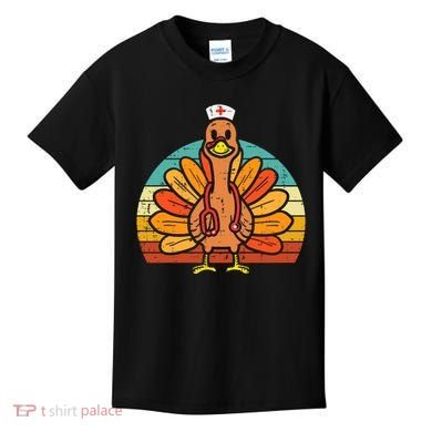 Turkey Nurse Stethoscope Thanksgiving Fall Scrub Top Kids T-Shirt