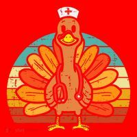 Turkey Nurse Stethoscope Thanksgiving Fall Scrub Top Santa Hat thumb 1