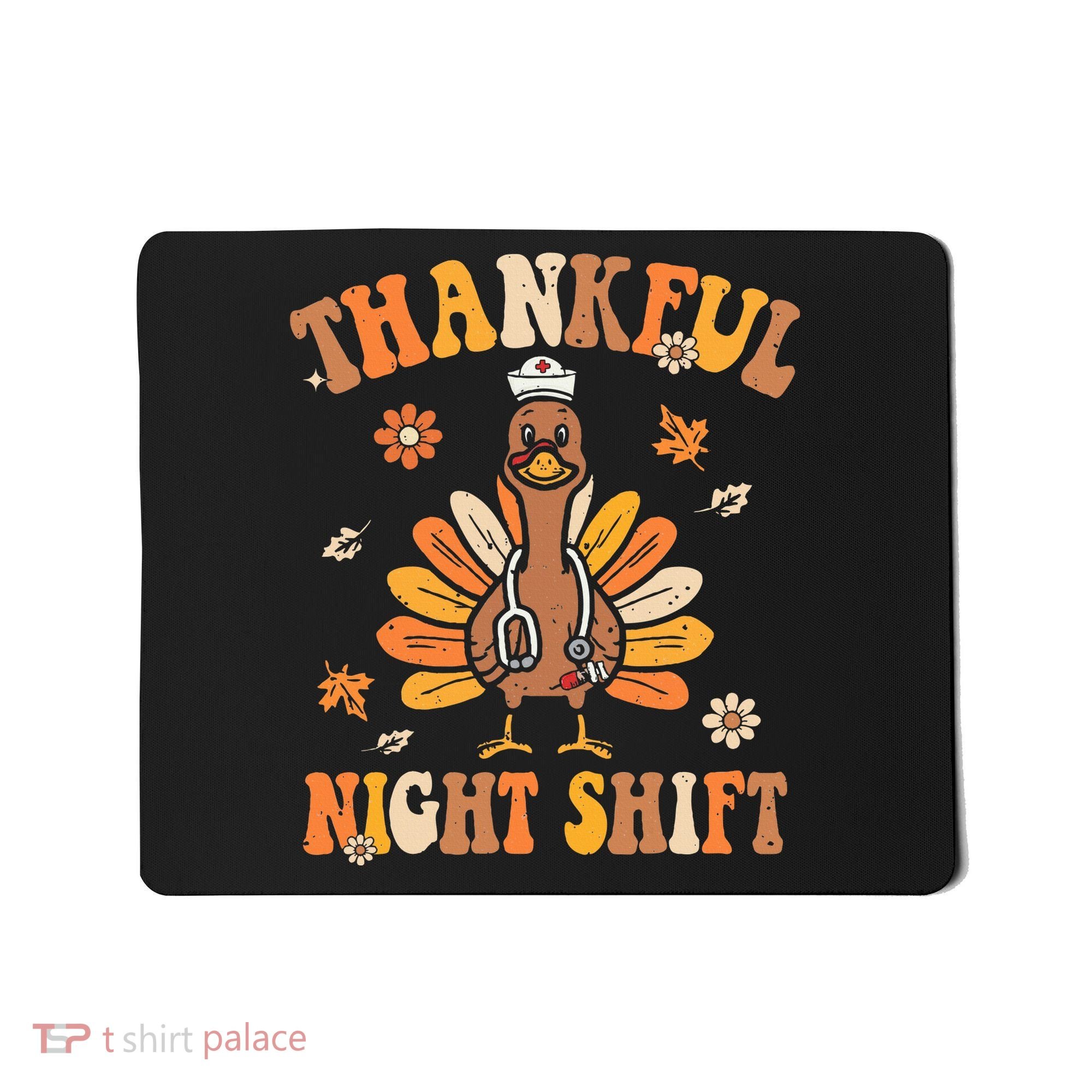 Thankful Night Shift Nurse Groovy Thanksgiving Turkey Nurse Mousepad