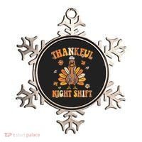 Thankful Night Shift Nurse Groovy Thanksgiving Turkey Nurse Ornament thumb 0